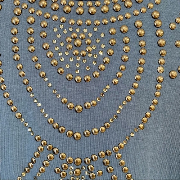 Haute Hippie Tribe | Rhinestone Spandex Top Drop Shoulder Blue Size Medium - Picture 4 of 9